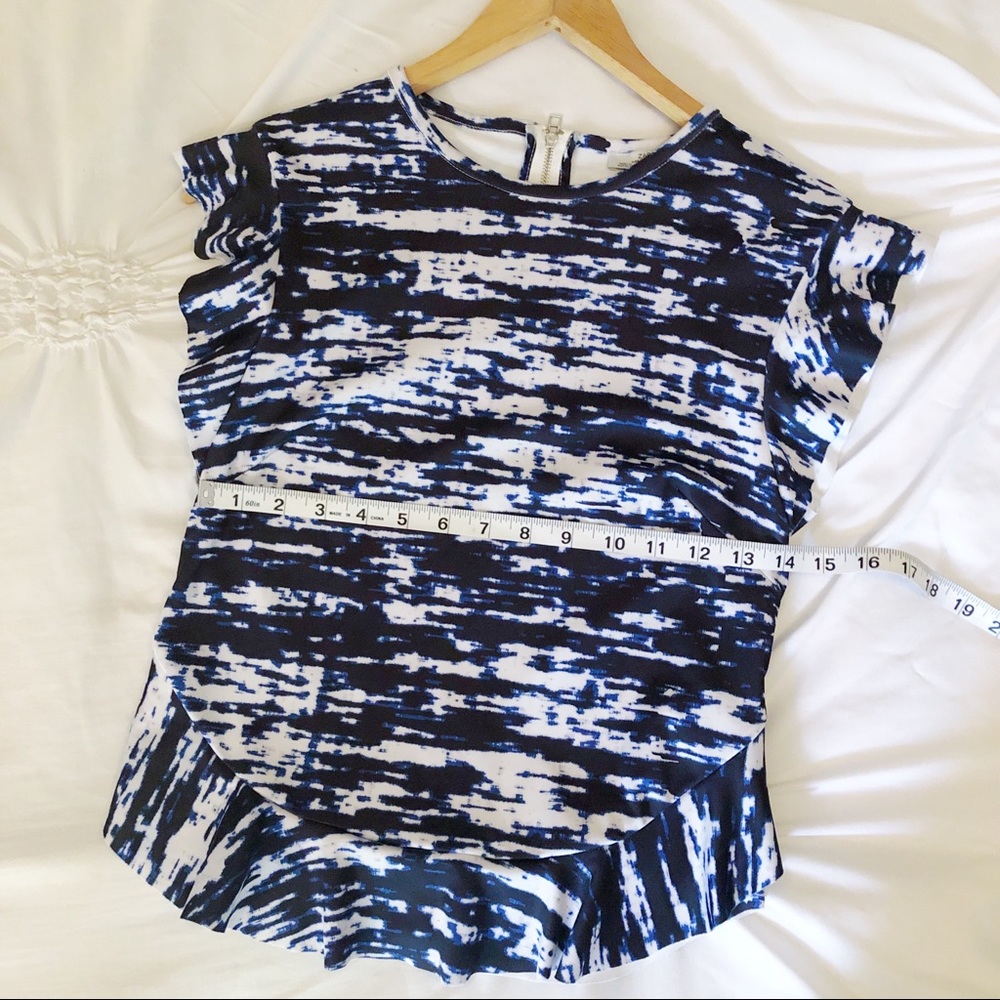 SOLD Zara Blue & White Tie Dye Peplum Blouse - Picture 6 of 7